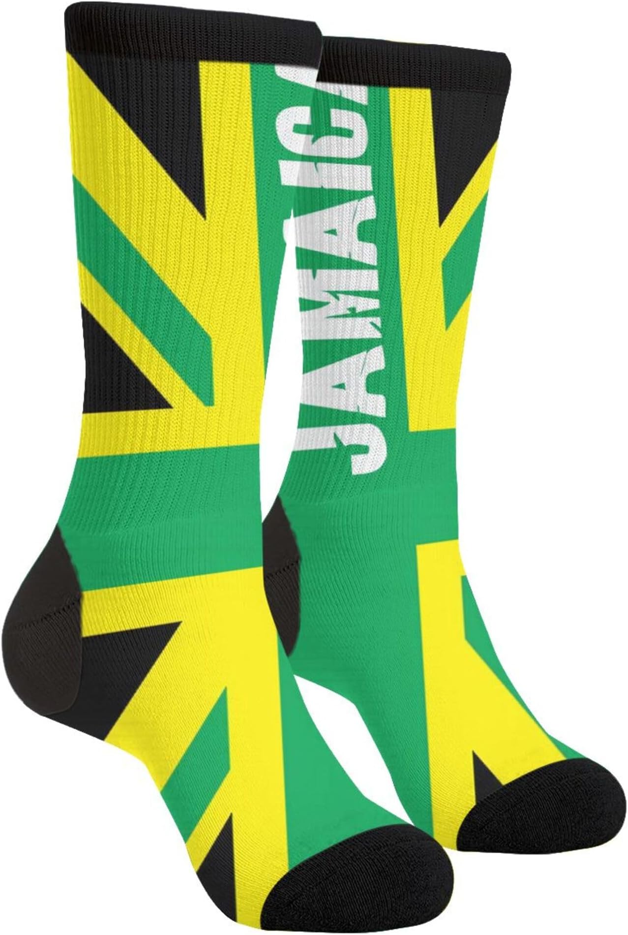Unisex Fun Novelty Crazy Crew Socks Jamaican Kingdom Flag Dress Socks
