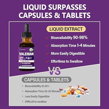 Valerian Root for Sleep Support Drop, 7-in-1 Herbal Tincture. 2oz | Sleep Soundly & Relaxation Support, w/ Chamomile Lavender - Fast Absorption Liquid Form. 2oz