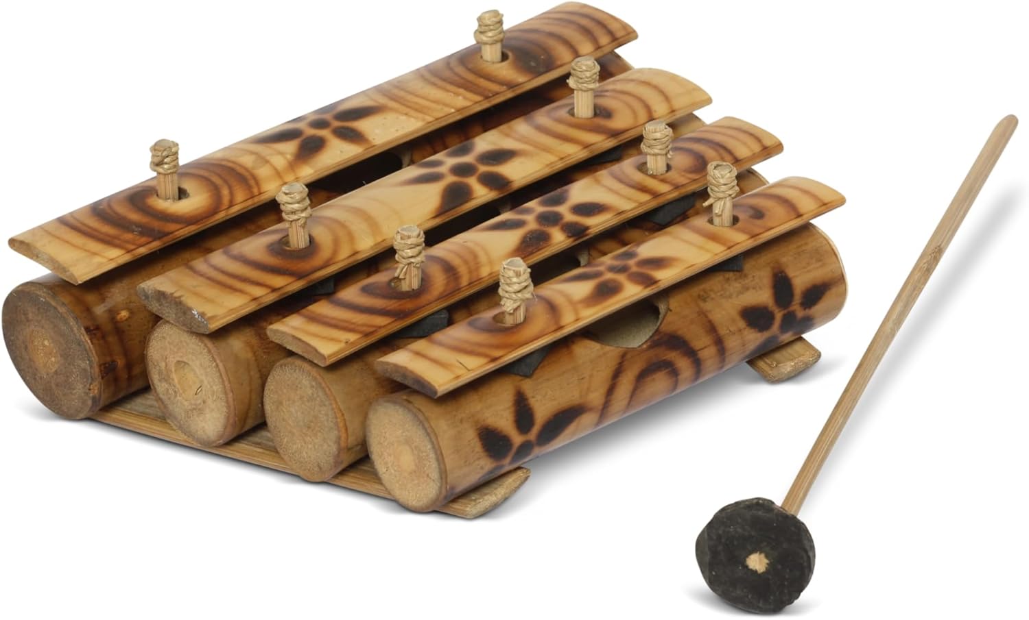 Hand Carved Bamboo Xylophone (Rindik) with Beater – Traditional Balinese Gamelan Instrument