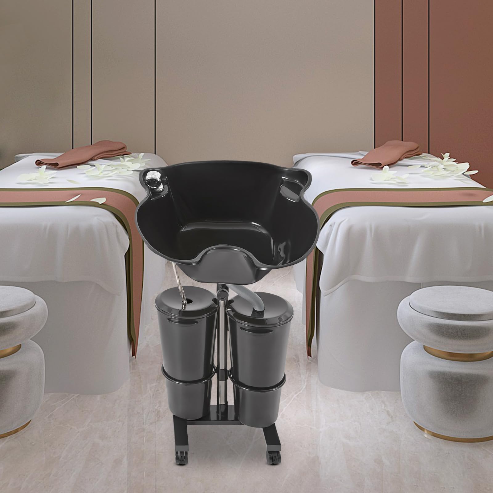 Mobiles Waschbecken Friseur Tragbares Salonbecken Tiefes Shampoo Mobil Kopfwaschbecken RüCkwäRtswaschbecken mobiles Friseurwaschbecken höhenverstellbar für Zuhause Salon Friseursalon