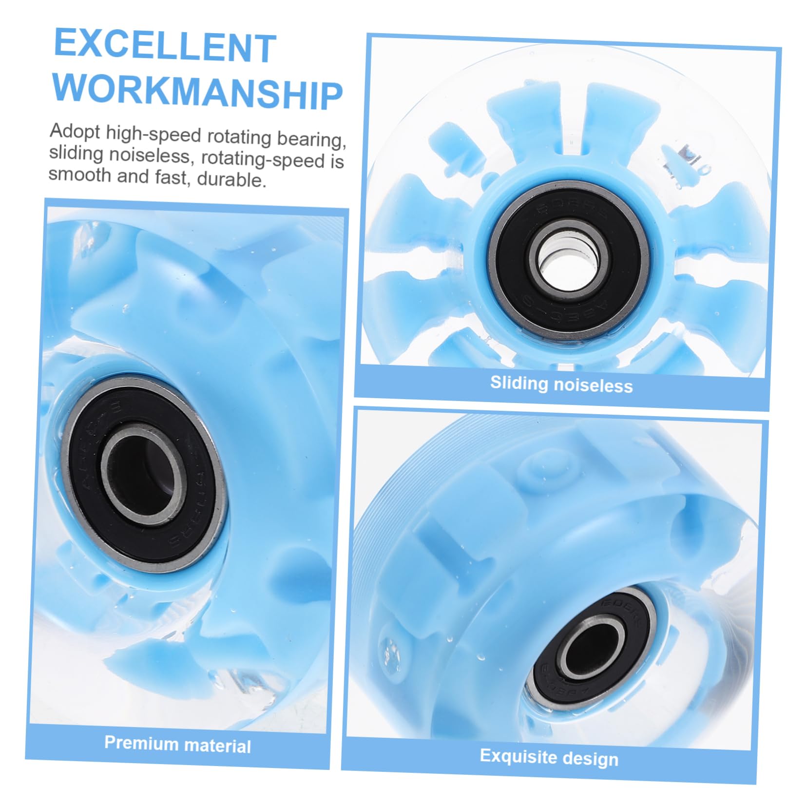 Alasum Street Skate Wheels 4 Pack High Grip Roller Skating Wheels Light up Outdoor