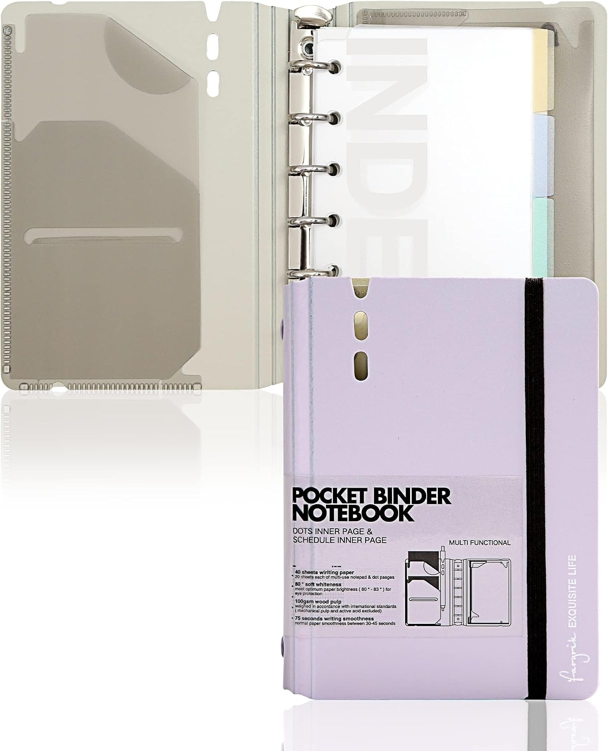 CAGIE A7 Binder 6 Ring Refillable Notebook with Dividers & Pockets