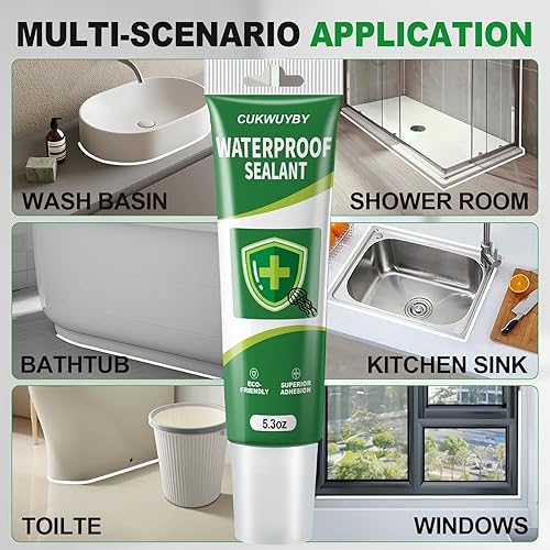 Miniatura 2 de Calafateo de silicona de 15.9 onzas (paquete de 3 unidades de 5.3 onzas), sellador de silicona impermeable para cocina, baño, adherencia más fuerte,