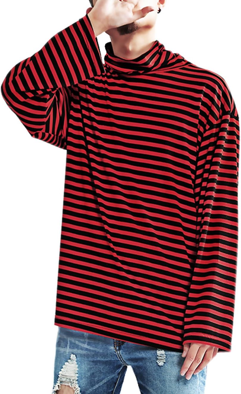 Hotmiss Men Women Harajuku Oversized Stripe Casual Long Sleeves Crewneck T-Shirt Tee Tops