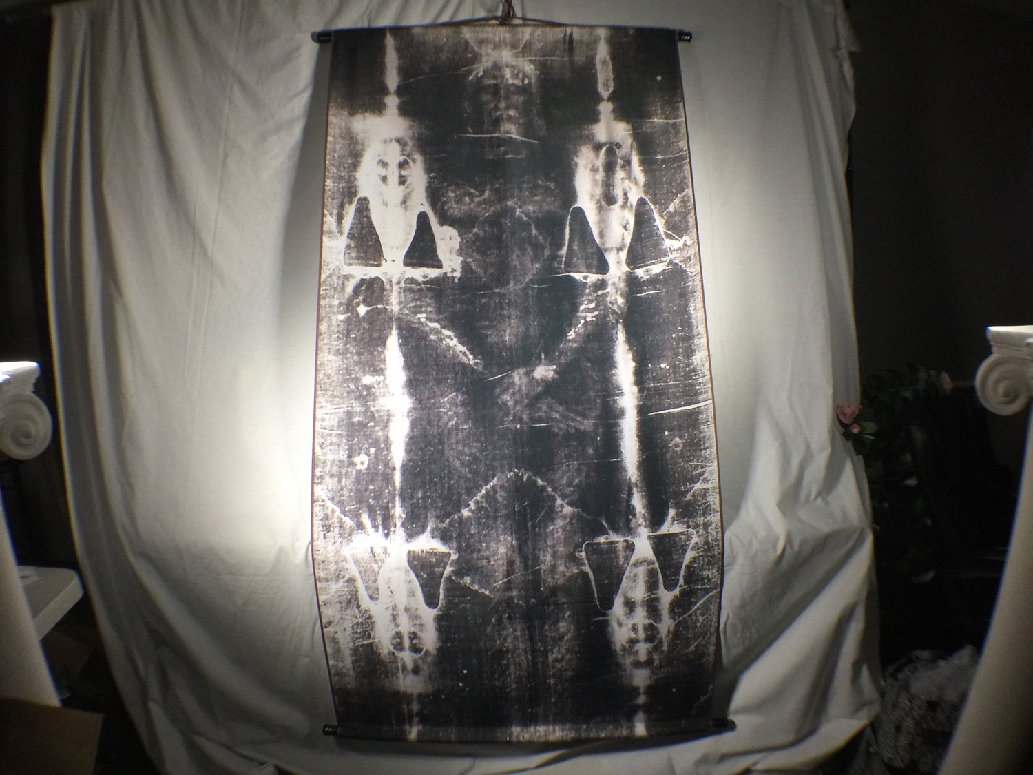 Close Up Of The Full Negative Of The Shroud Of Turin Front And Back On