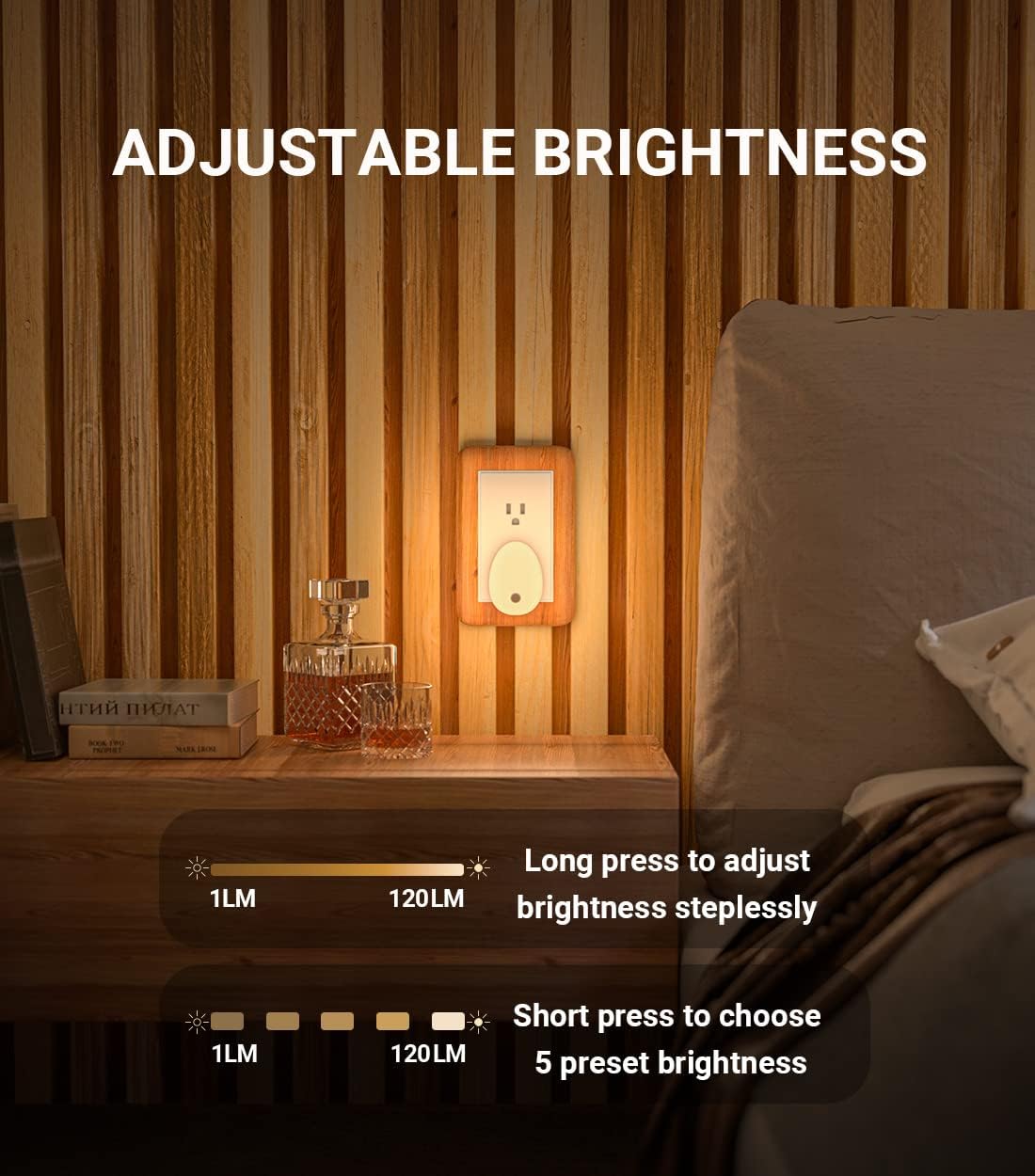 Lyridz Motion Sensor Night Light Plug in, 120LM Ultra Bright LED NightLights, Dimmable Smart Night Lights Plug Into Wall for Bathroom, Bedroom, Stairs, Hallway, Garage, Toilet (4 Pack)