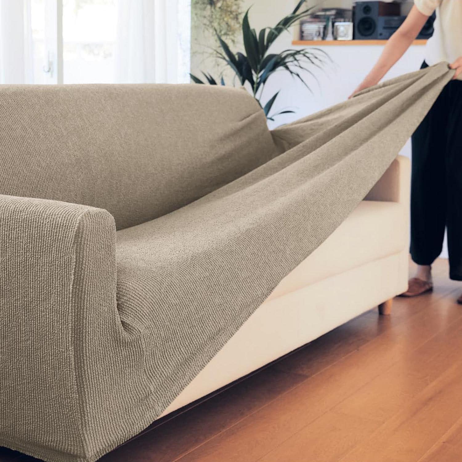 Amazon｜[ベルメゾン] ソファーカバー 撥水 フィット 洗える リネン混