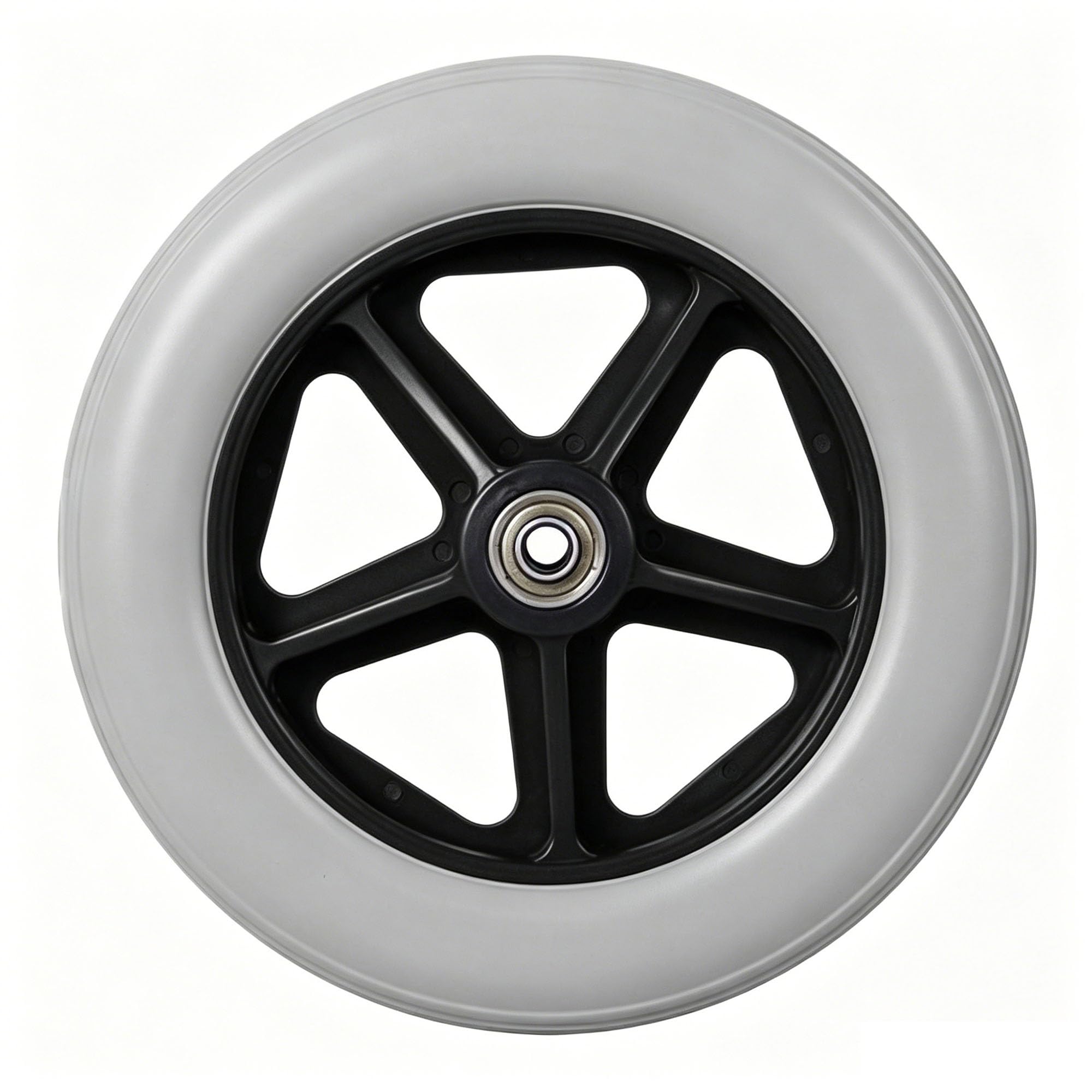 Genterun Grey Wheelchair Front Wheel, Solid Tire, With Bearing(Gray,Widening 8In)