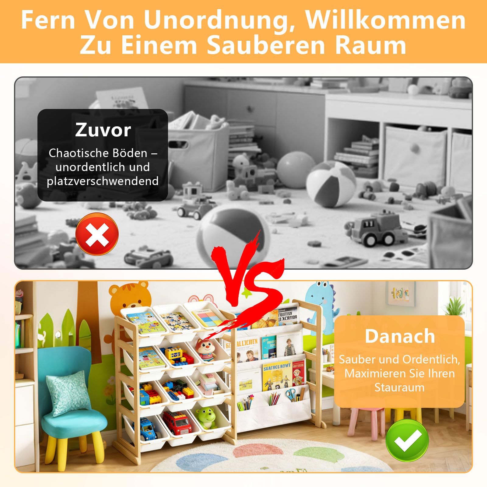 Spielzeug Organizer mit Bücherregal,Kinderregal aus Holz mit 12 Behältern | Spielzeug Aufbewahrung für Kinderzimmer,Einfache Montage,Aufbewahrungsbox für Schlafzimmer und Raumdekoration,122 x 28 x 80cm