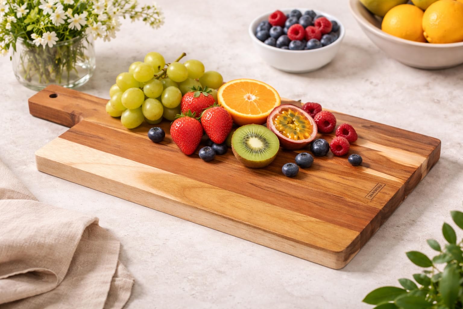 Tramontina Tabla de Madera Rectangular para Cortar y Servir Barbacoa Churrasco Essencial 50 x 25 cm