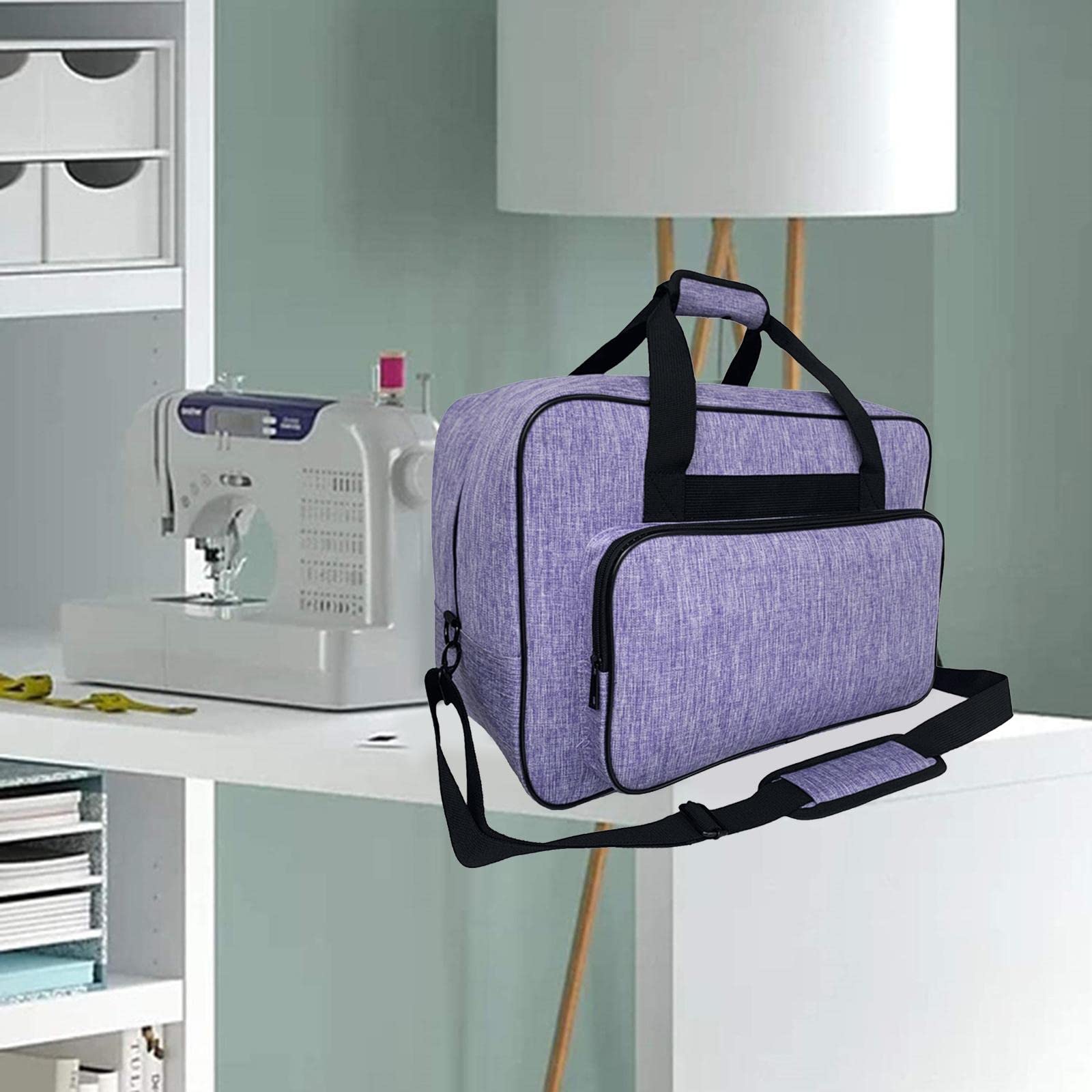 Bolsa para máquina de coser con espacio interior espacioso, bolsa de transporte para máquina de coser, bolsa de transporte estable y bolsa de almacenamiento, maletín de costura para viajes
