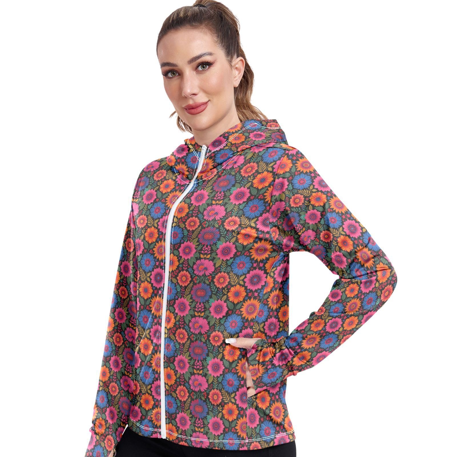 Camiseta solar de mujer para evitar quemaduras con cremallera y tela que enfría 8