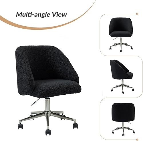 Miniatura 3 de HULALA HOME Silla de oficina sherpa, cómoda silla de escritorio tapizada para oficina en casa, silla de trabajo de altura ajustable, silla de