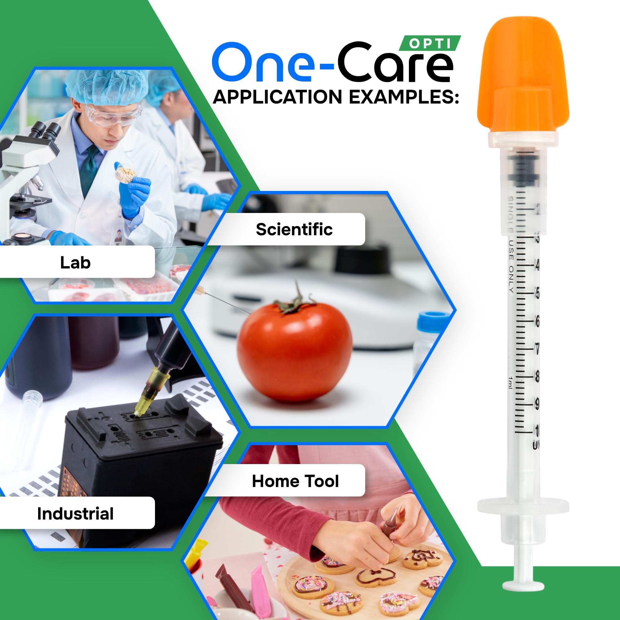 ONE-CARE 100bx 1 ml 30Ga x5/16 8 mm, medición de muestra, empaquetado en ampolla, REF 2146