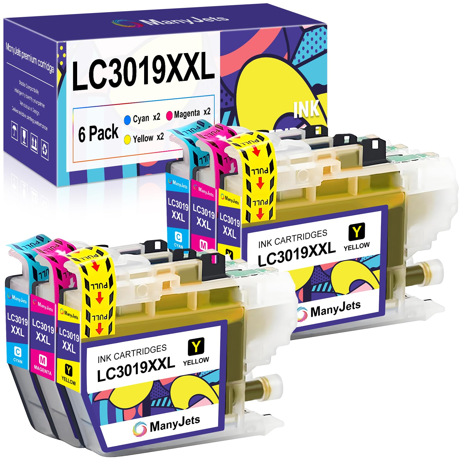 ManyJets LC3019XXL Compatible Ink Cartridge Replacement for Brother LC3019 LC3019XXL LC3017 Work with Brother MFC-J5330DW MFC-J6930DW MFC-J6530DW