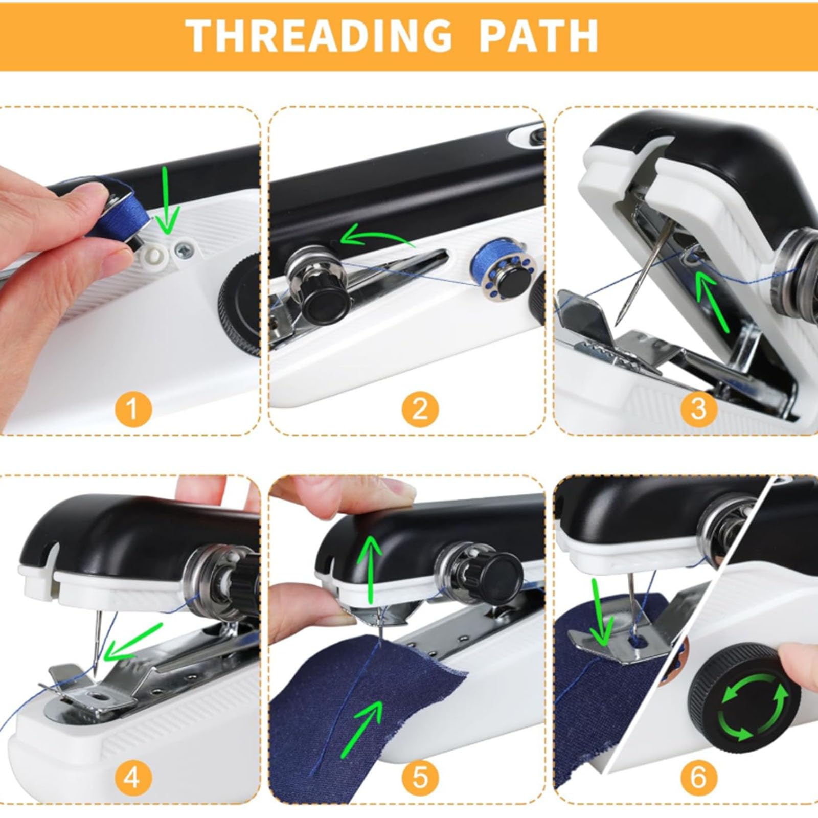2 Piezas Máquina de Coser de Emergencia de Mano, 2 Niveles Mini Kit de Costura para el hogar Ajustable Máquina Exquisita y portátil se Aplica a la Ropa, el Viaje en el hogar