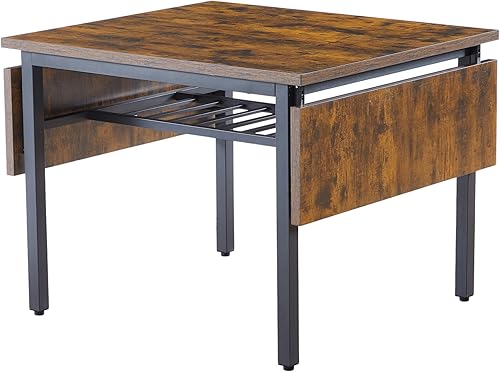 Mesa de comedor plegable de 63.2 pulgadas para 4 a 6 personas, mesa de hojas caídas con estante de almacenamiento, mesa de comedor extensible de