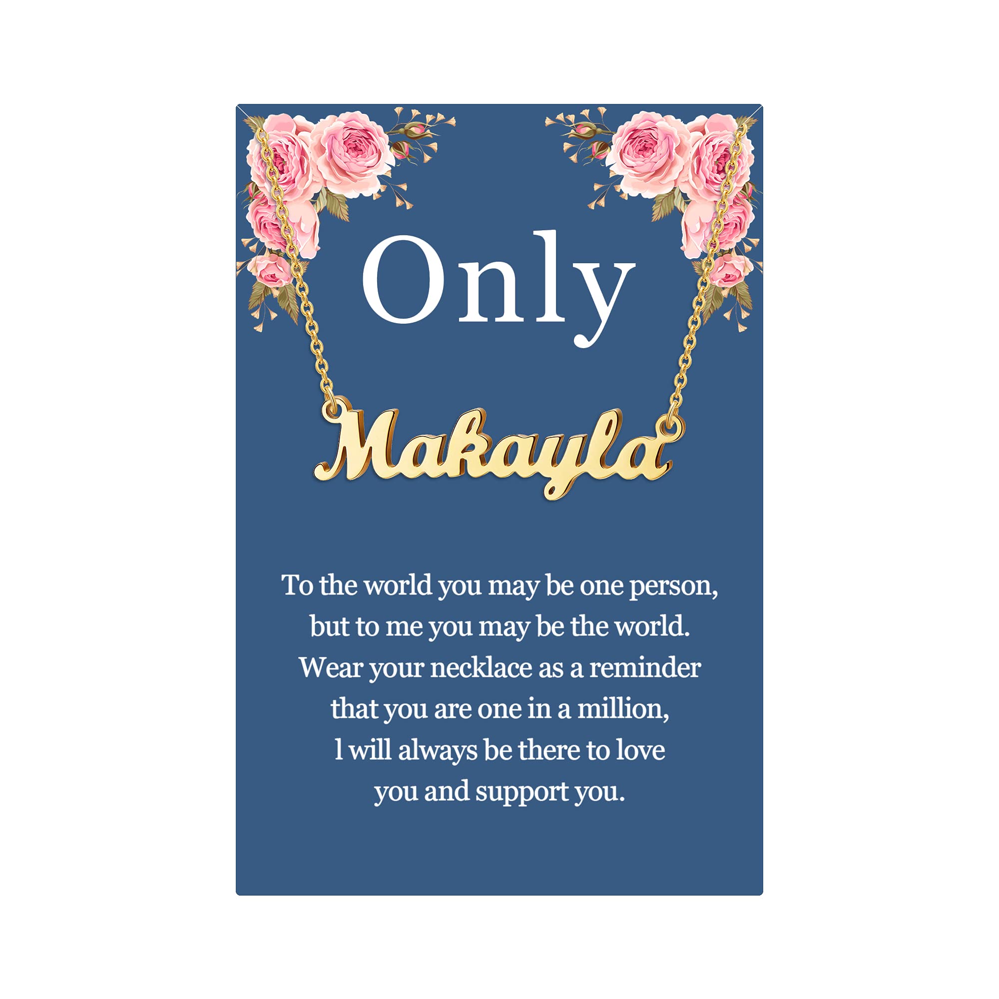 SANNYRA Name Necklace Personalized - 18K Gold Plated Silver Customized Nameplate Necklace Jewelry Gifts for Women