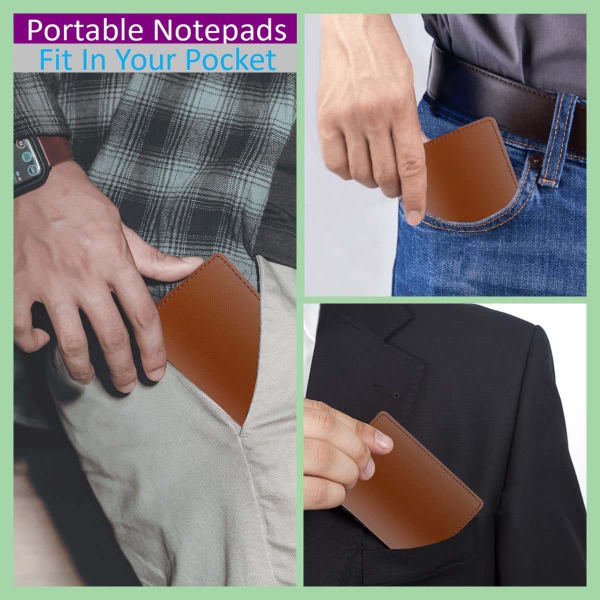 13-teiliges Mini-Taschennotizblock-Set, inklusive Leder-Notizblockhalter, 10 Stück, 7,6 x 12,7 cm, kleine Notizblöcke mit 30 linierten Papieren, Kratzblöcken, Notizblöcken, 2 Metall-Kugelschreiber