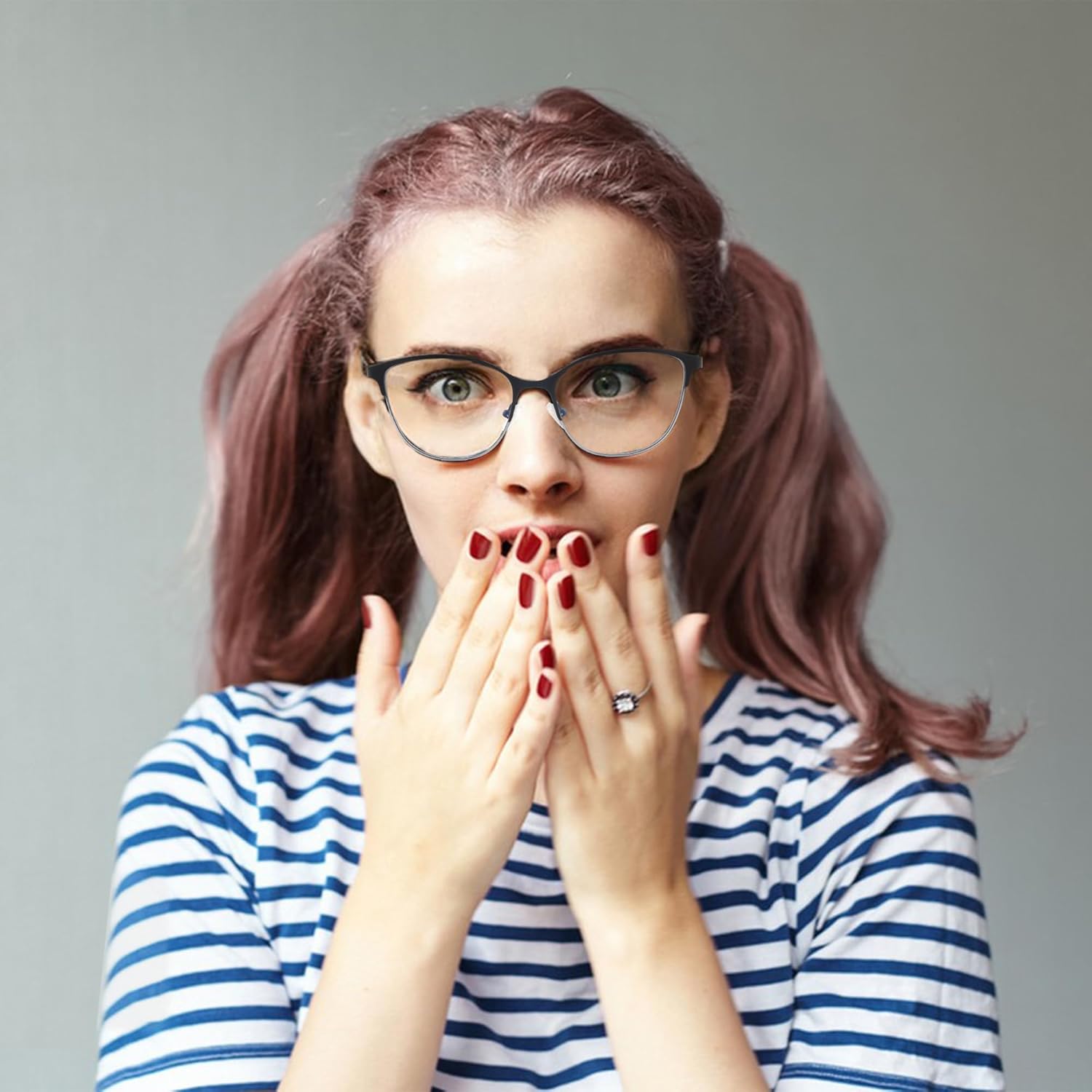 Cat Eye Progressive Multifocus Reading Glasses for Women No Line Multifocal Readers Metal Frame with Hard Case (Workspace For Near Range,Black + Silver, +1.75) - Image 4