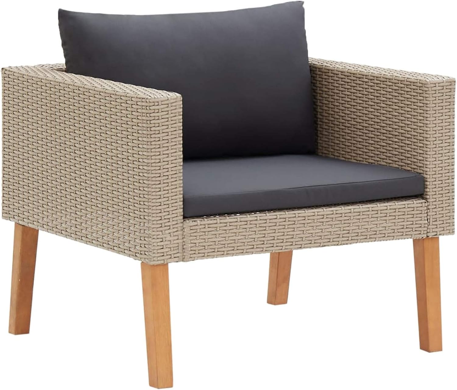 Patio Conversation Sets,Patio Couch,Outdoor Sectional Furniture,4 Piece Patio Set with Cushions Poly Rattan Beige