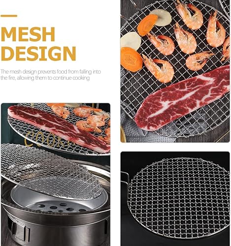 Miniatura 5 de Kichvoe Parrilla coreana de acero inoxidable, parrilla redonda para barbacoa, rejilla de malla de vapor, rejilla de cocina, parrilla de carbón