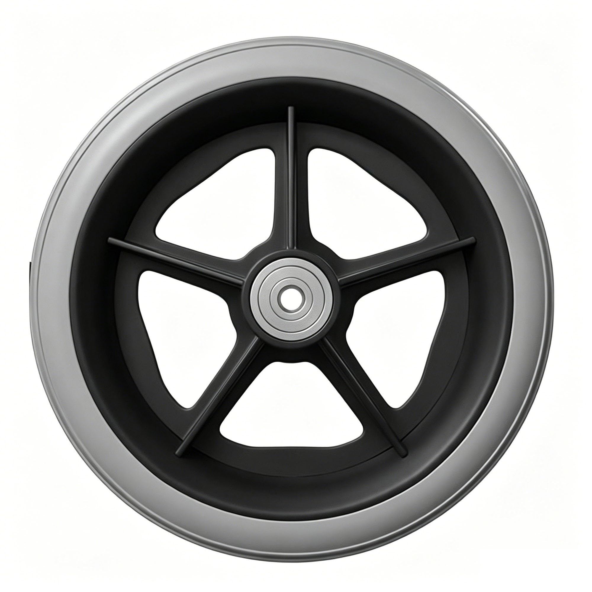 Genterun Grey Wheelchair Front Wheel, Solid Tire, With Bearing(Gray,6In)