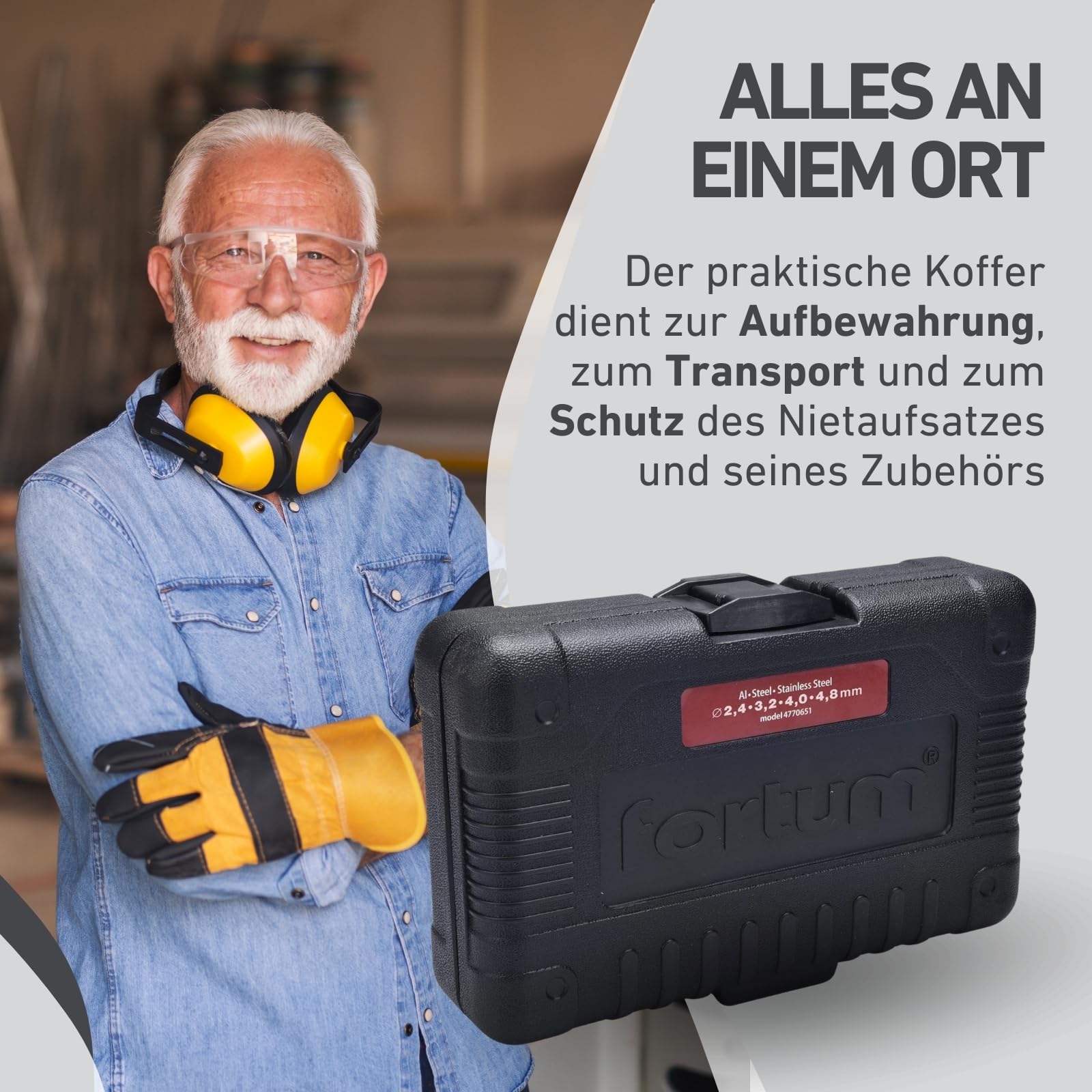 Nietaufsatz für Akkuschrauber & Bohrmaschine I Nietgerät für Blindnieten aus Alu, Stahl & Edelstahl I Blindnietvorsatz für 2,4-4,8 mm Nieten I Nietpistole Adapter