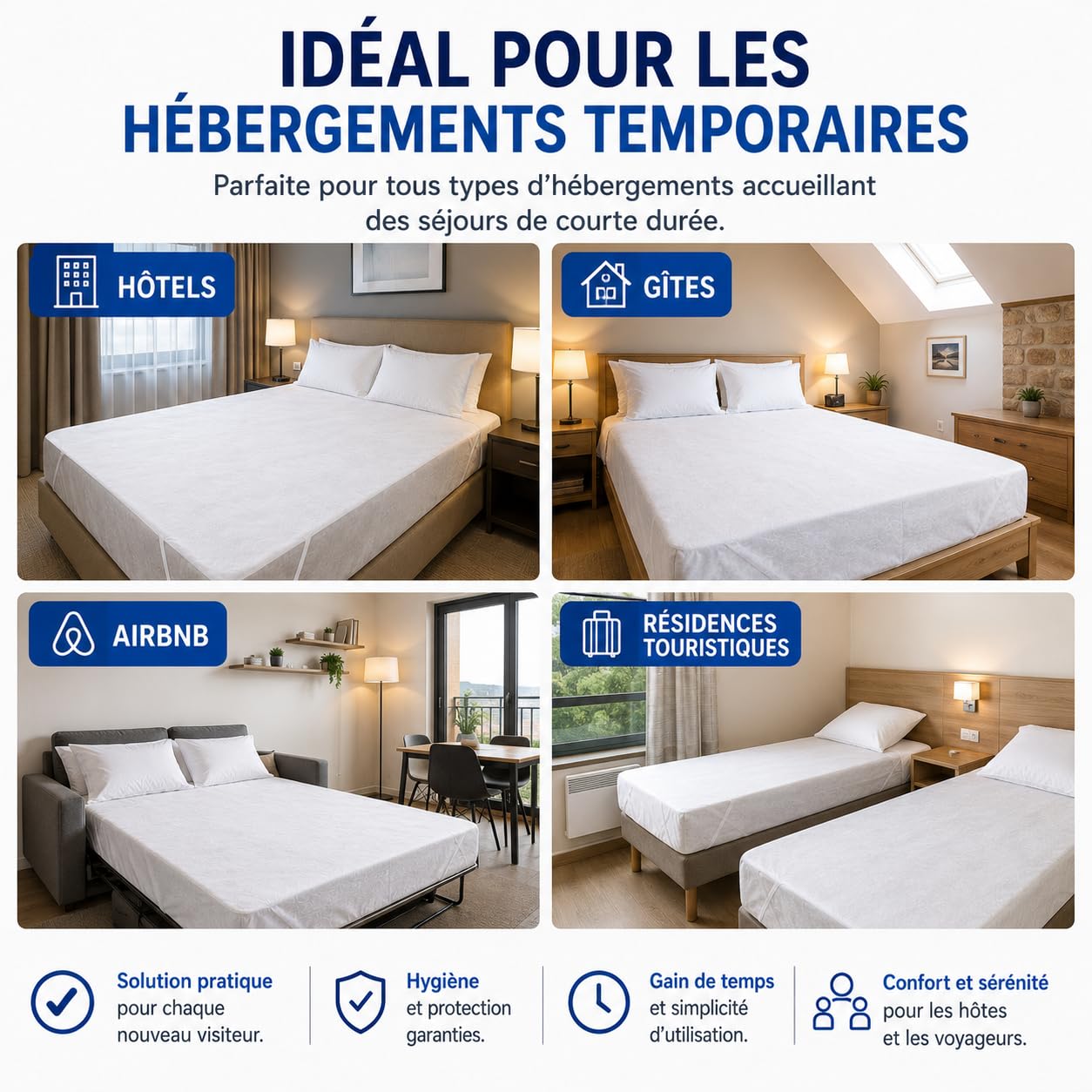 Alèse Matelas Jetable 140x190 cm | Lot de 20 | Non Imperméable | Protection Literie Usage Unique | Hygiène & Propreté | Idéal Hébergements Temporaires, Gîtes, Tourisme