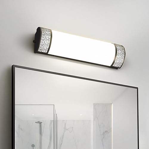 Miniatura 1 de ASD Lámpara LED de tocador de baño de 18 pulgadas, moderna, regulable de 20 W, 2700 K-5000 K, ajustable, para montaje en pared, luces de baño negras