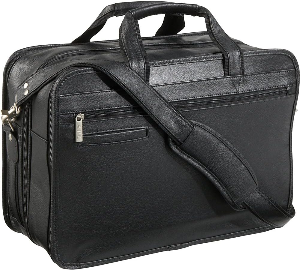 Amerileather Black Leather Practical Expandable Computer Case (#2438-0)