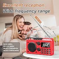 Vista 4 de Portable Radio AM FM 1500mAh Rechargeable with Best Reception, Transistor shortwave Radio Wireless Bluetooth Speaker, with Large LCD Screen, Support