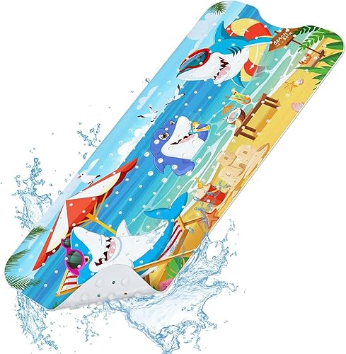 Miniatura 1 de Tapete de baño para bebé antideslizante de 40 x 16 pulgadas, tapete de baño extra largo para niños, tapete antideslizante para baño, lavable a