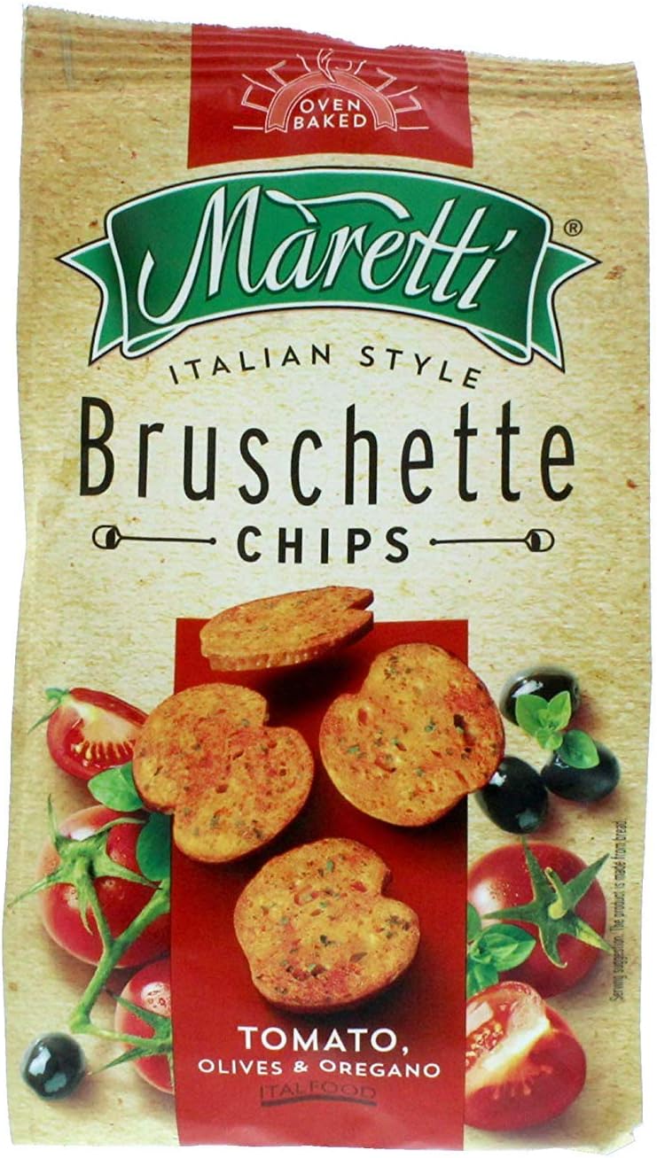 Maretti Bruschette Chips 70g - Box of 7 (Tomato, Olives & Oregano)