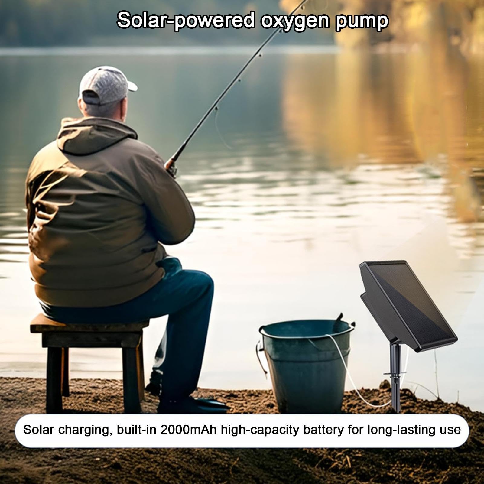 Aeratore Ad Energia Solare Per Laghetto Con Batteria Da 2000 mAh E | Pompa D'Aria Solare Adatto ad acquario, , giardino, cortile e pesca all'aperto