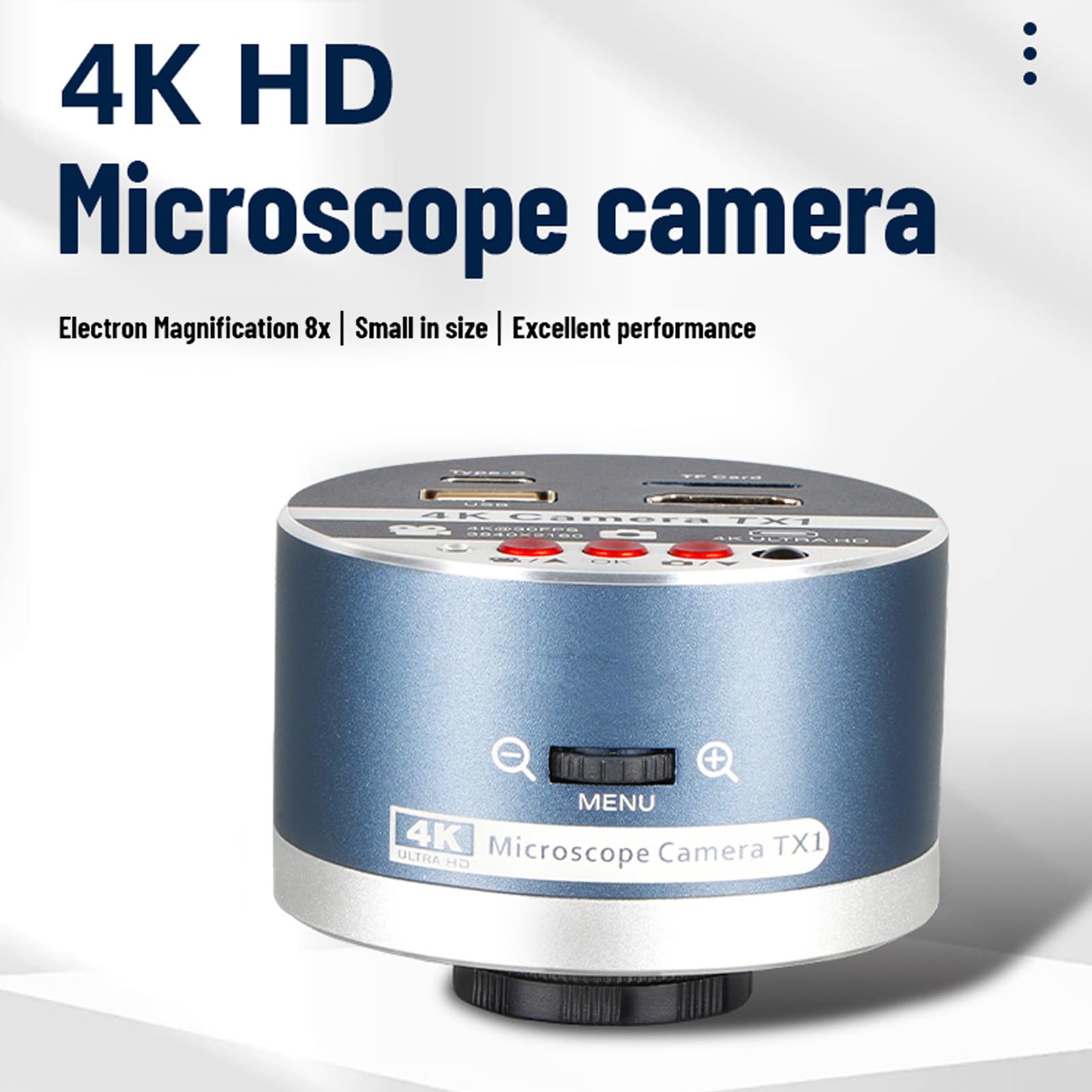 Cámara de Microscopio 4K, Salida de Imagen de Alta Resolución, Aumento 8X para Diversas Aplicaciones de Observación (Enchufe de la UE)