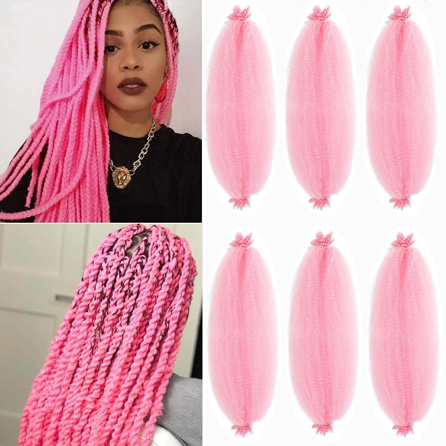 Afro Twist Hair 6Packs 24Inch Springy Afro Twist Hair Synthetic Marley Crochet Braiding Hair (24 Inch (Pack of 6), D-Green) …