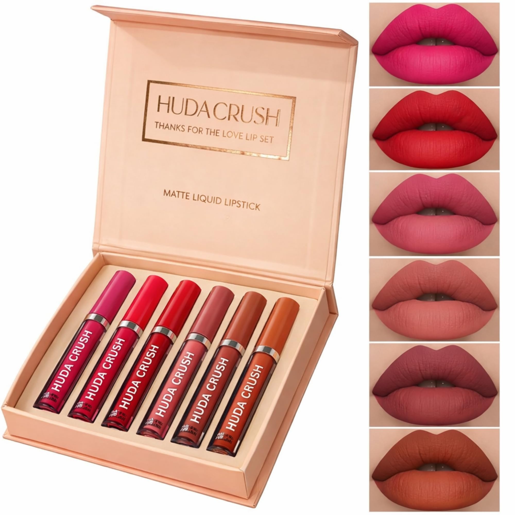 Long Lasting Lipstick Combo Set - 6Pcs Liquid Lip Gloss and Lipstick Matte Waterproof Makeup kit Set For Women And Girls