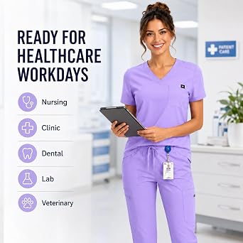 M&M SCRUBS Womens V-Neck Jogger Scrub Set Medical Scrub Top & Jogger Pants