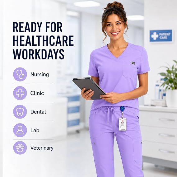 M&M SCRUBS Womens V-Neck Jogger Scrub Set Medical Scrub Top & Jogger Pants