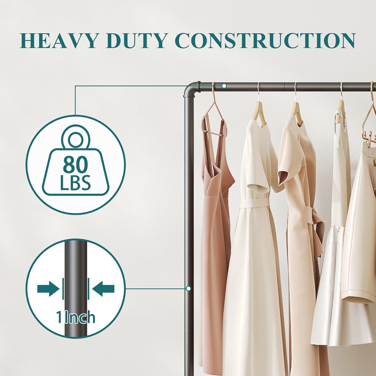 Industrial Pipe Clothing Rack,Clothes Rack For Hanging Clothes,Garment Rack | 59 Inch,Industrial Metal Pipe,Easy to Assemble,Stable & Sturdy,For Retail Stores,Laundry Rooms,Boutique,Bathrooms,Bedrooms