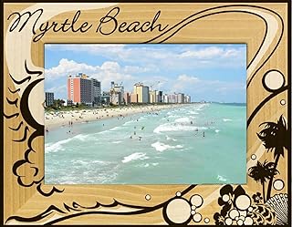 Saddle Mountain Souvenir Myrtle Beach with Palm Tree Laser Engraved Wood Picture Frame Landscape (5 x 7)