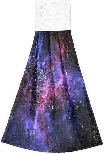 Miniatura 2 de AUUXVA Juego de 2 toallas de mano de cocina, Universe Galaxy Star Space - Juego de toallas de cocina absorbentes de secado rápido con lazo para