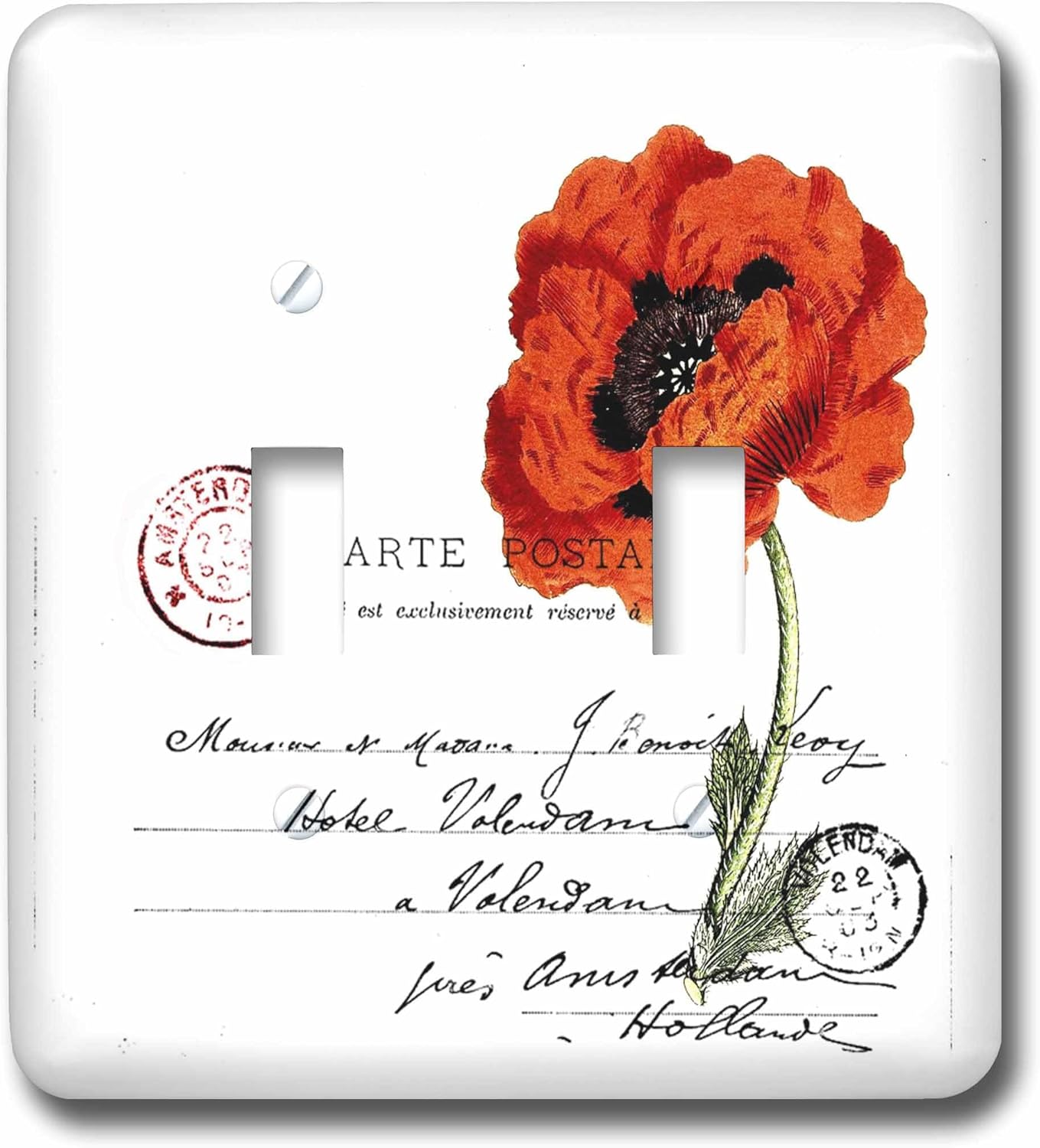 3dRose lsp_178830_2 Carte Postale Vintage Poppy Light Switch Cover