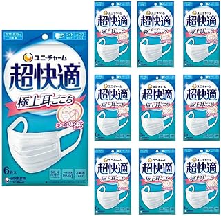 Unicharm 超舒适口罩 超上耳舒适 普通尺寸 6片装 10袋套装
