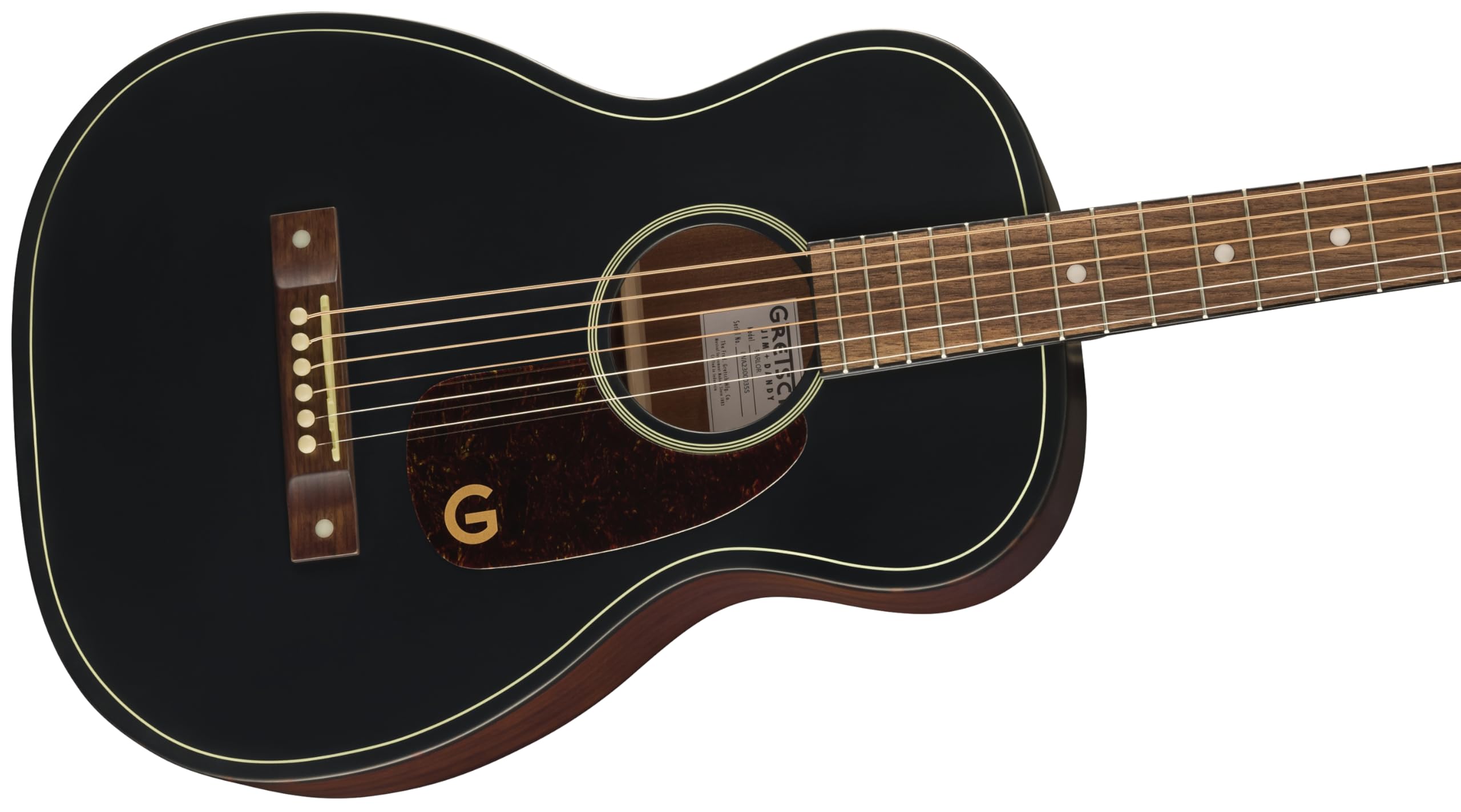 Gretsch Jim Dandy Deltoluxe Parlour Akustikgitarre, Vintage-Design, Walnussgriffbrett, Schwarz