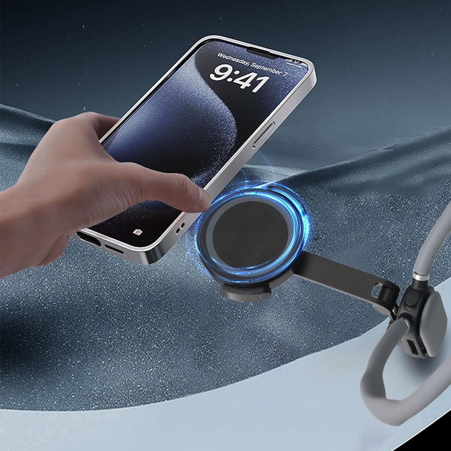 Magnetic Neck Phone Holder for Recording, POV Neck Cell Phone Holder Flexible Hands Free Chest Strap Video Recording Walking Running Motorcycle Bicycle Bike