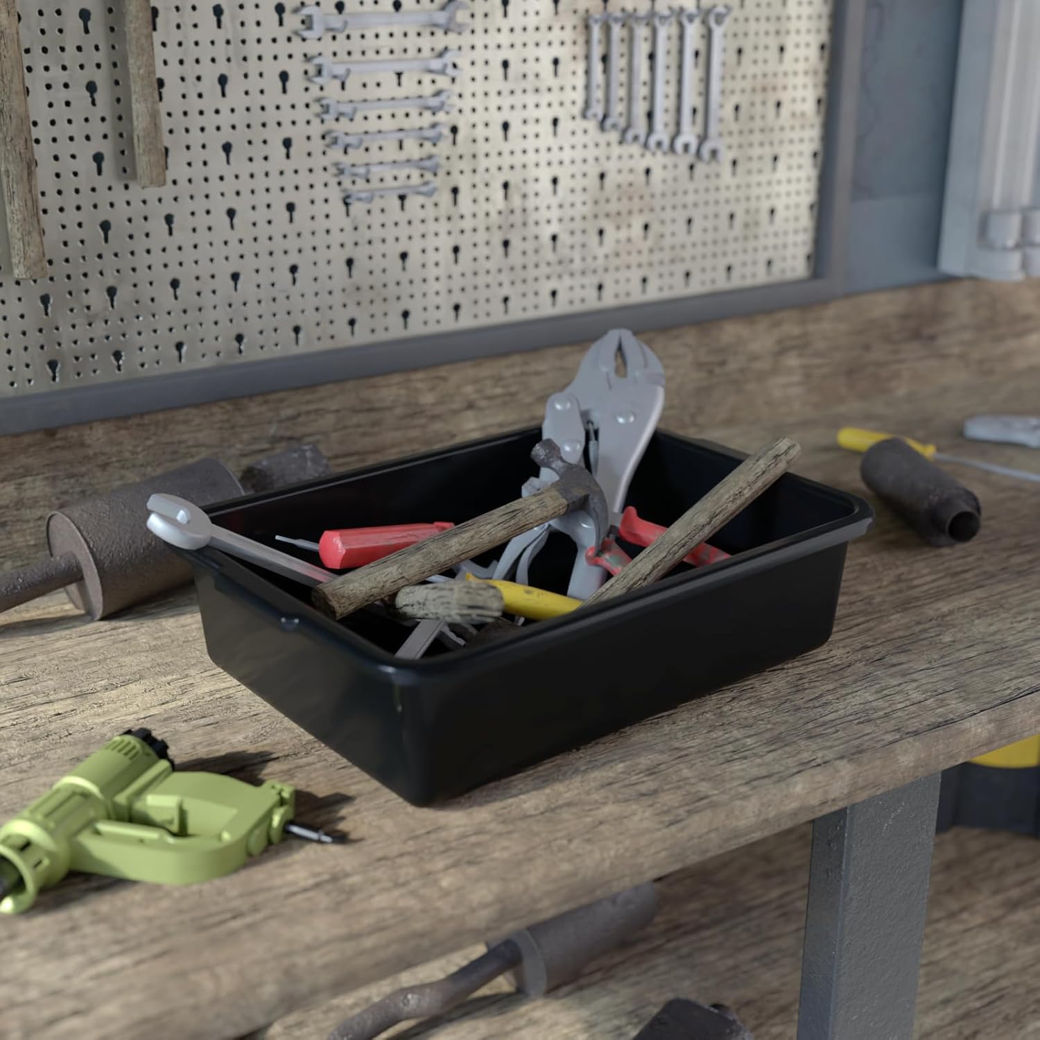 12 Packs Commercial Bus Tubs, 13 L Plastic Restaurant Dish Washing Tub, Service Bus Box, Black