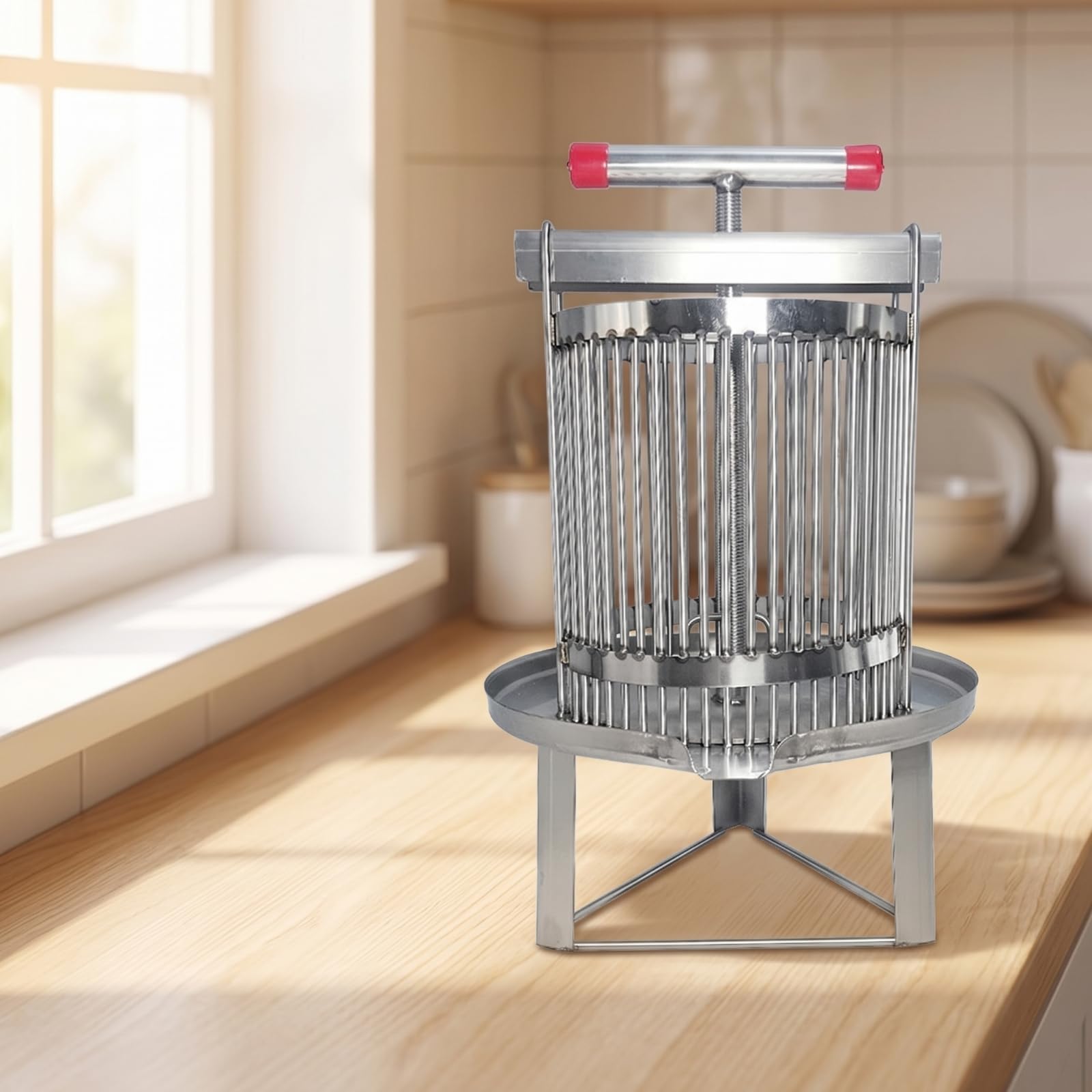 Torchio in Acciaio Inox Robusto Pressa con Rete Igienica Attrezzatura per Hobbisti, Apicoltura