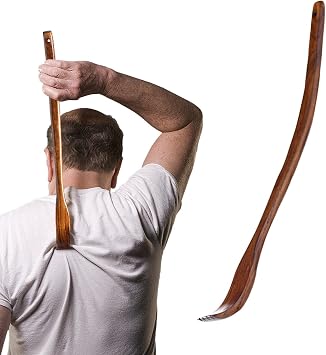 Wooden Back Scratcher, Extended Curved Handle Convenient Pratical 17 Inch Long Handle Back Scratchers for Women Men Adults, Wood Backs Scratcher for Fathers Day Gifts